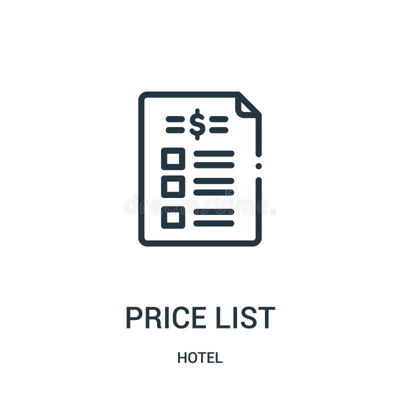 vektor för symbol för prislista från hotellsamling Tunn linje illustration för vektor för symbol för översikt för prislista stock illustrationer vektor för symbol för prislista från hotellsamling Tunn linje illustration för vektor för symbol för översikt för prislista stock illustrationer