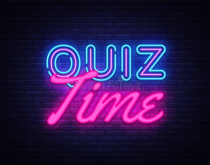 Vektor för tecken för frågesportTid neon Tecken för neon för mall för frågesportbardesign, ljust baner, neonskylt, nightly ljus a vektor illustrationer Vektor för tecken för frågesportTid neon Tecken för neon för mall för frågesportbardesign, ljust baner, neonskylt, nightly ljus a vektor illustrationer
