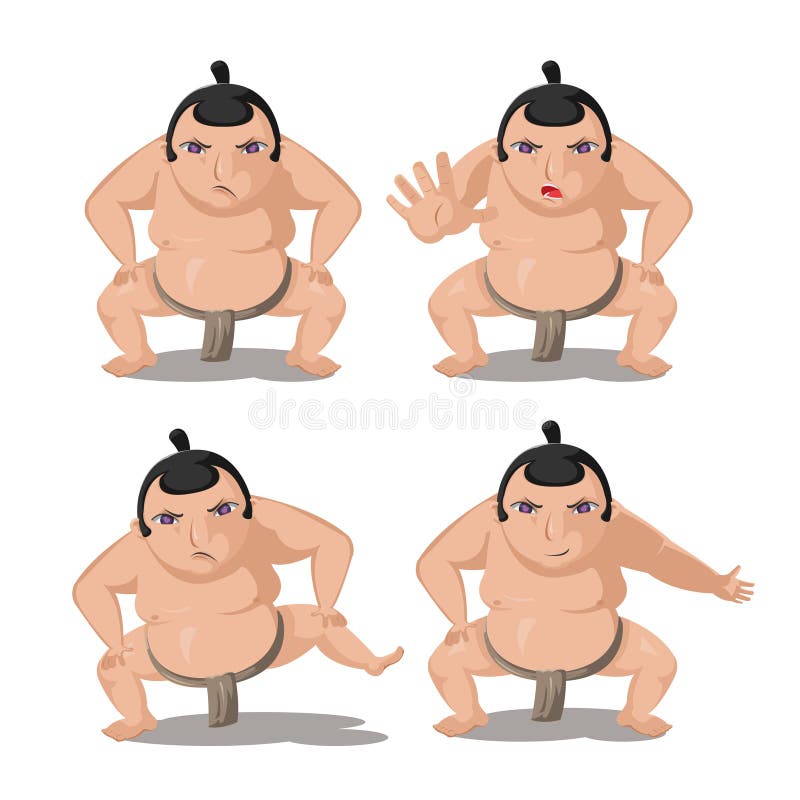 Vektor för tecken för tecknad film för SumoJapan kultur stock illustrationer Vektor för tecken för tecknad film för SumoJapan kultur stock illustrationer