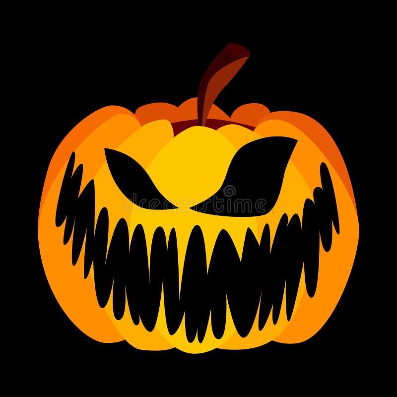 Vektor-gelb-orangeer festlicher furchtsamer Halloween-Kürbis lizenzfreie abbildung