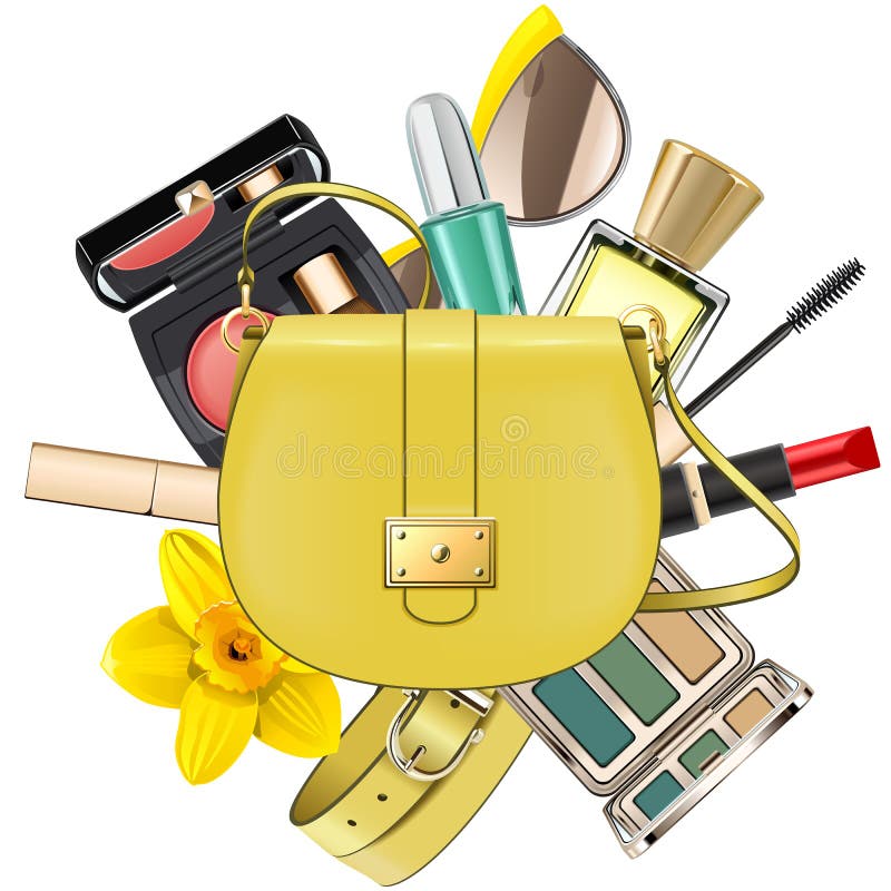 Vektor-gelbes Mode-Accessoire-Konzept stock abbildung