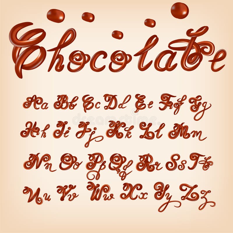 Vector milk Chocolate vector alphabet. Sweet ABC letters, hand-made font. Shiny, glazed letters set. Glossy typescript design. Vector milk Chocolate vector alphabet. Sweet ABC letters, hand-made font. Shiny, glazed letters set. Glossy typescript design.