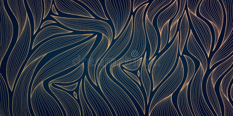 Vektor golden Blätter botanische moderne Kunst Deco Hintergrund Muster. Liniengestaltung für Innenausbau vektor abbildung