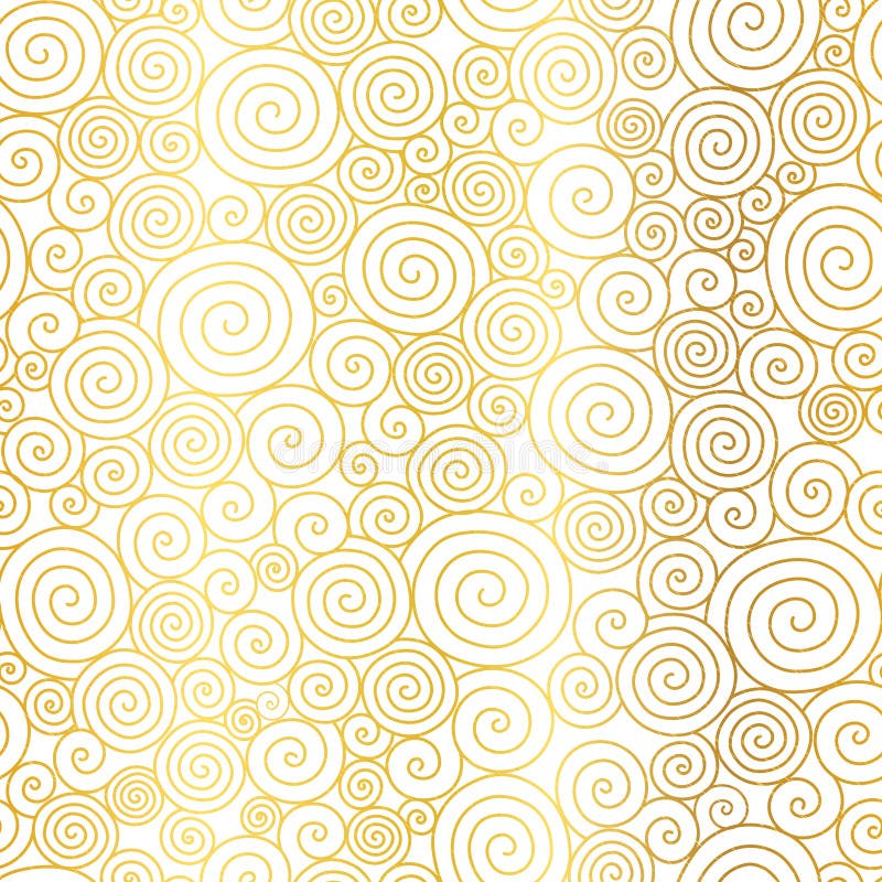 Vektor-goldene weiße Zusammenfassung wirbelt nahtloser Muster-Hintergrund Groß für elegantes Goldbeschaffenheitsgewebe, Karten, h
