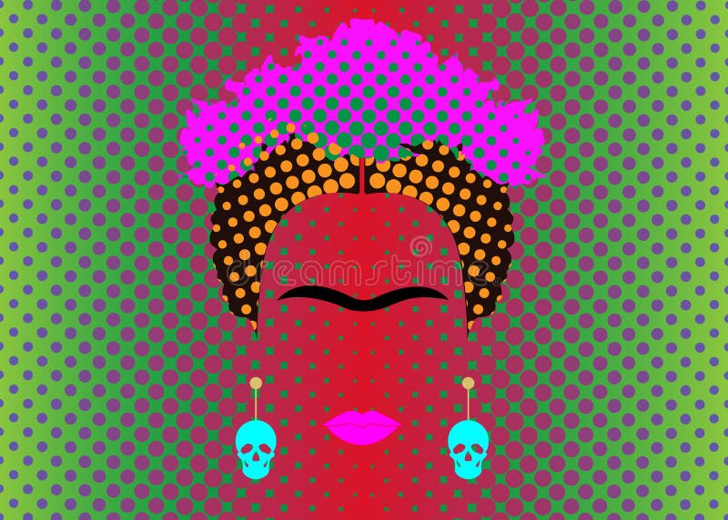 Vektor-Illustrations-Knall Art Style Andy Warhol Frida Kahlos Hintergrund farbiger vektor abbildung
