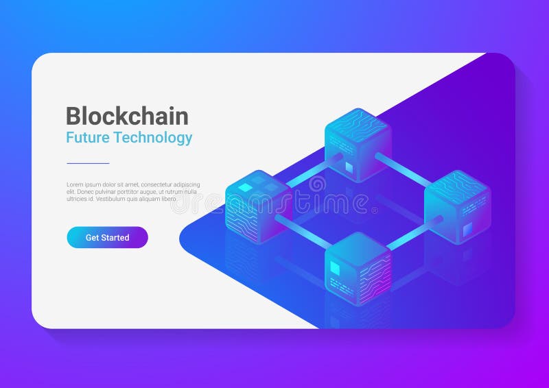 Vektor-Illustrationskonzept Blockchain-Technologie isometrisches flaches High-Teche Blockketten-Datenstruktursichtbarmachung lizenzfreie abbildung