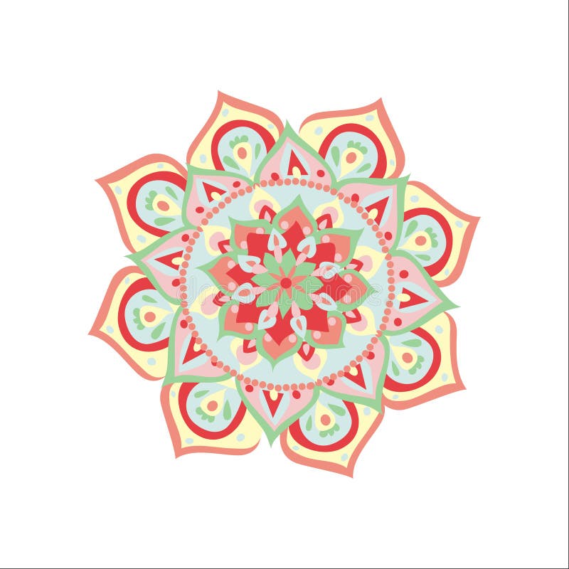 Vektor illustrerad mandala stock illustrationer Vektor illustrerad mandala stock illustrationer