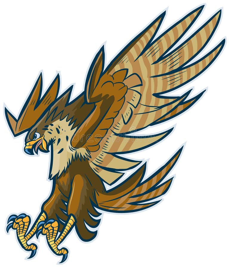 Vektor-Karikatur Hawk Eagle oder Falke Tauchen oder Swooping
