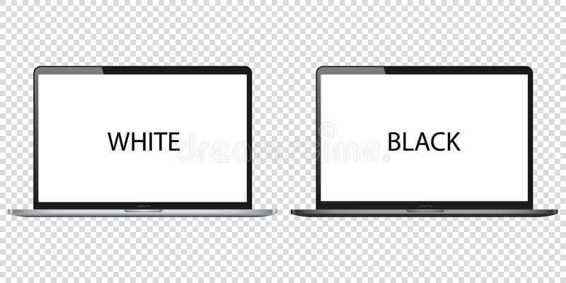 Vektor Laptop leeren Bildschirms auf weißem Hintergrund-PC-Modell. moderner Einzelfall Desktop des schwarzen Metalloffenen Monitor lizenzfreie abbildung