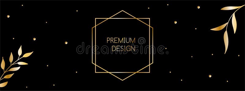 Vektor Luxus lange Banner mit goldenen Blättern Rahmen und Platz für Text. Premium-Design-Vorlage für Facebook-Cover lizenzfreie abbildung