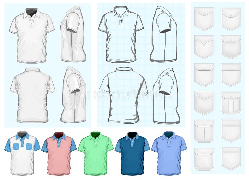 Man mall för polo-skjorta design royaltyfri illustrationer Man mall för polo-skjorta design royaltyfri illustrationer