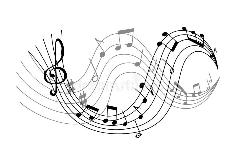 Vektor mit Wellen von Musikanmerkungen stock abbildung Vektor mit Wellen von Musikanmerkungen stock abbildung