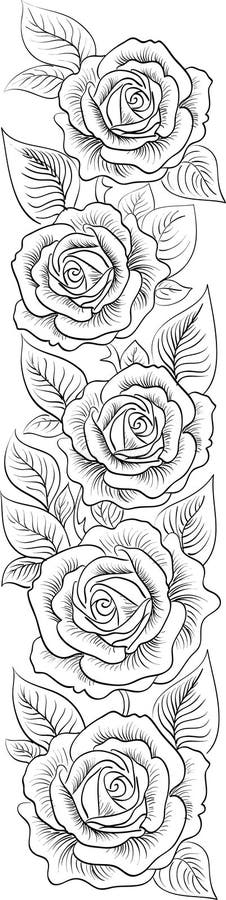 vektor Modell i en remsa från rosor och sidor stock illustrationer vektor Modell i en remsa från rosor och sidor stock illustrationer