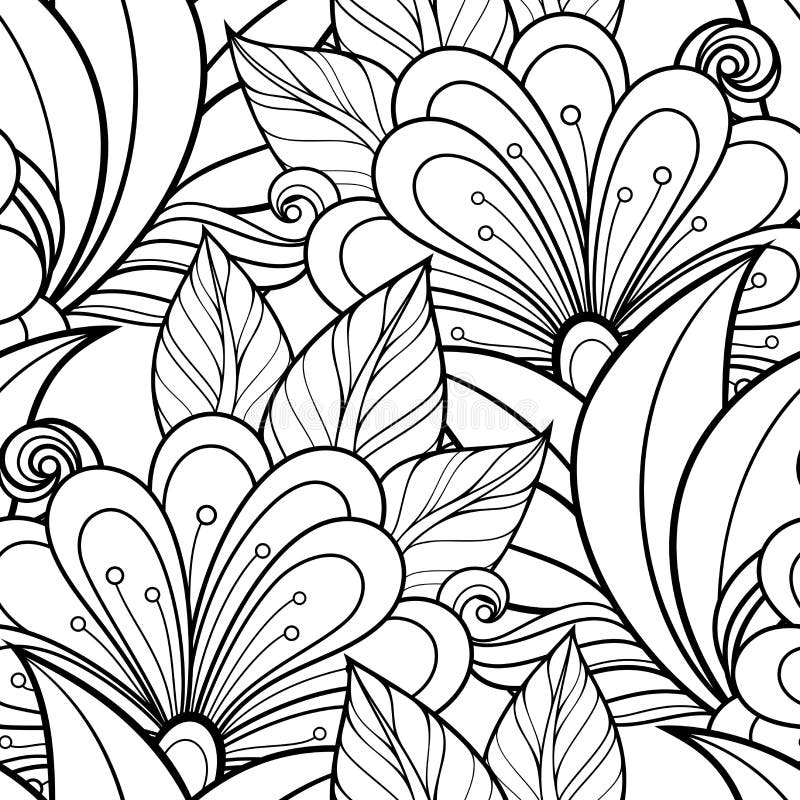 Vektor-nahtloses einfarbiges Blumenmuster lizenzfreie abbildung