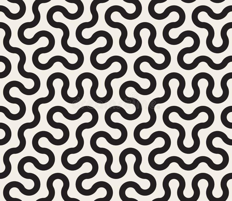 Vektor-nahtloses Schwarzweiss verwirrt ringsum Streifen-geometrisches Muster lizenzfreie abbildung Vektor-nahtloses Schwarzweiss verwirrt ringsum Streifen-geometrisches Muster lizenzfreie abbildung