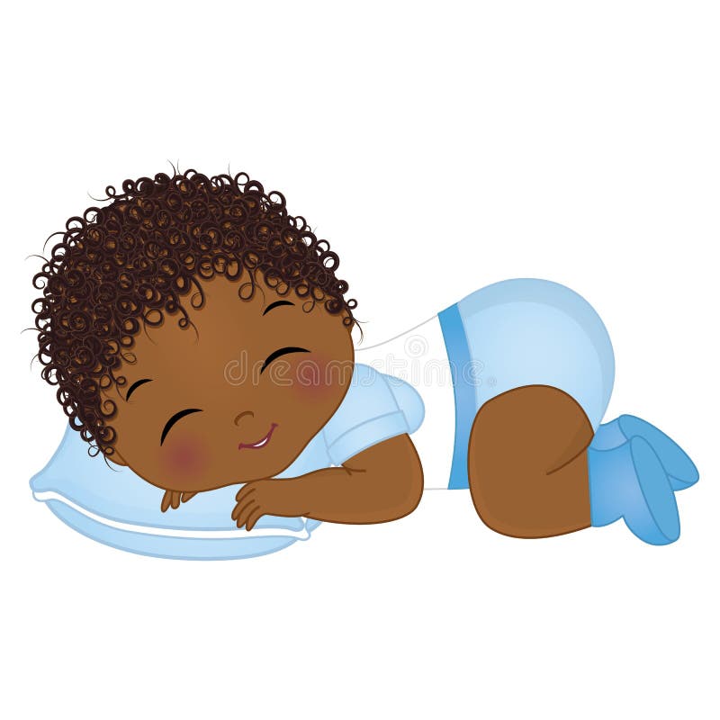 Vektor-nettes Afroamerikaner-Baby-Schlafen Vektorbabydusche