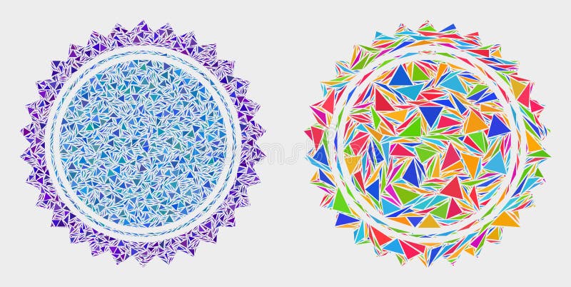 Vektor-runde Siegelstempel-Mosaik-Ikone von Dreiecken stock abbildung Vektor-runde Siegelstempel-Mosaik-Ikone von Dreiecken stock abbildung