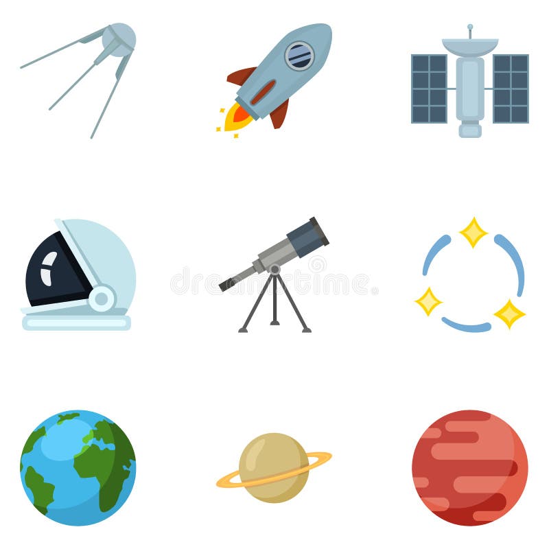 Vektor-Satz Farbraum-Ikonen Astronomiesymbole lizenzfreie abbildung Vektor-Satz Farbraum-Ikonen Astronomiesymbole lizenzfreie abbildung