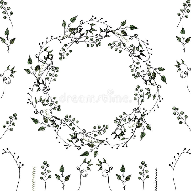 Vektor set: floral frame and  floral elements for decoration of greeting cards, wedding invitations and other