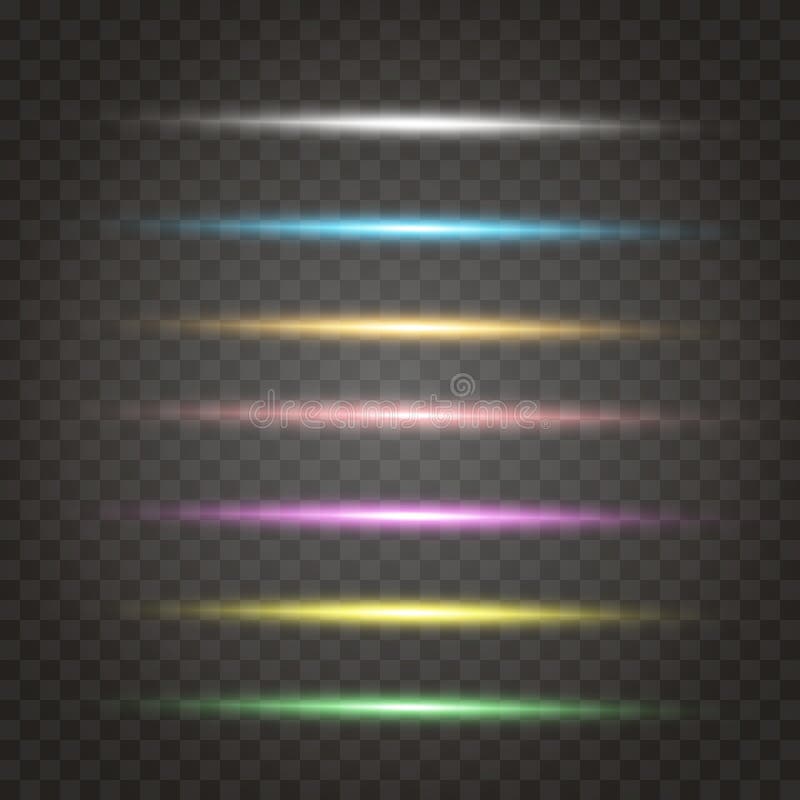 Vektor-Set Neon-Laserleuchte Horizontalblitzeffekt der Glühbirne Dekorativ farbig vektor abbildung