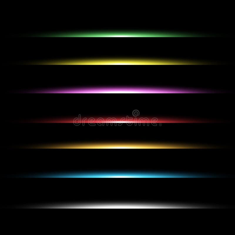 Vektor-Set Neon-Laserleuchte Horizontalblitzeffekt der Glühbirne Dekorativ farbig stock abbildung
