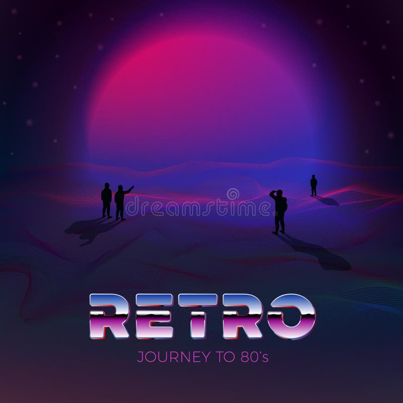 Vektoraffischmall i retro futurismstil för 80-tal royaltyfri illustrationer Vektoraffischmall i retro futurismstil för 80-tal royaltyfri illustrationer