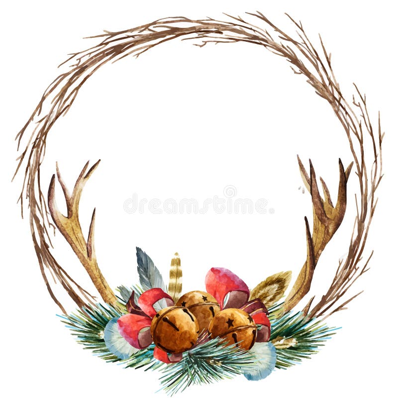 Vektoraquarell-Weihnachtskranz vektor abbildung Vektoraquarell-Weihnachtskranz vektor abbildung