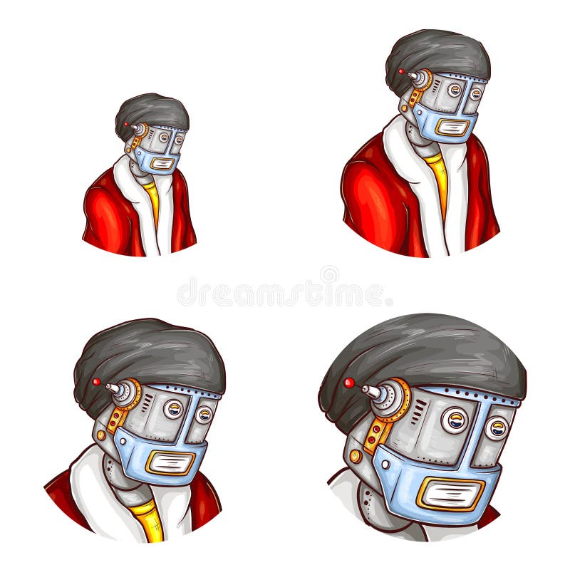 Vektoravatar av roboten i juldräkt royaltyfri illustrationer Vektoravatar av roboten i juldräkt royaltyfri illustrationer