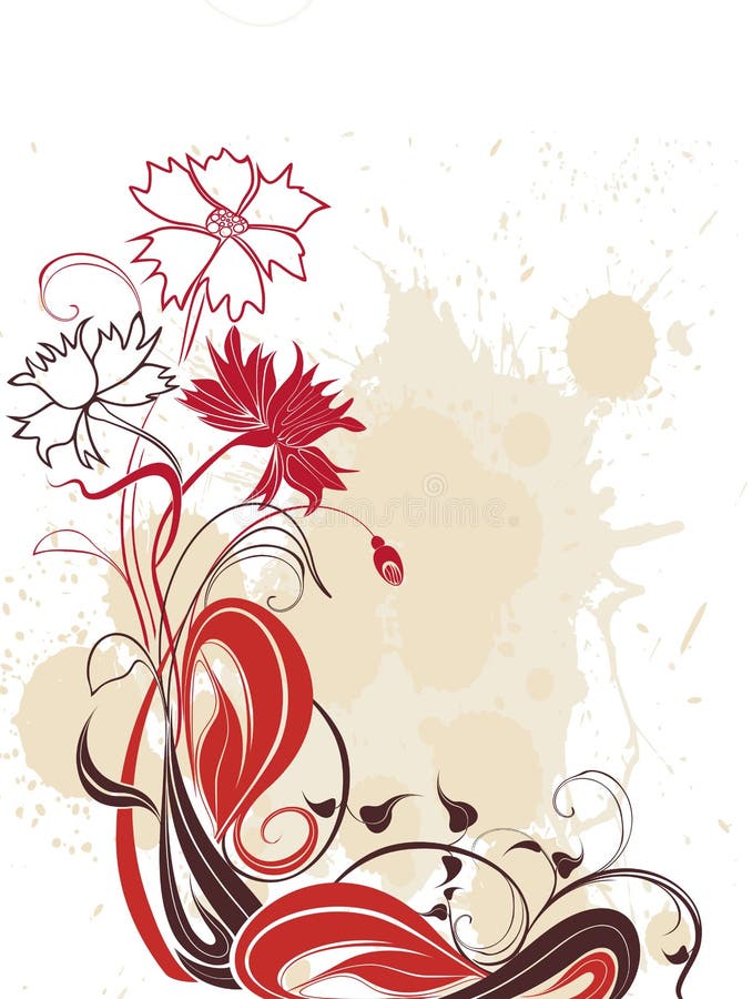 Vektorbakgrund med blommor i grungestil stock illustrationer Vektorbakgrund med blommor i grungestil stock illustrationer