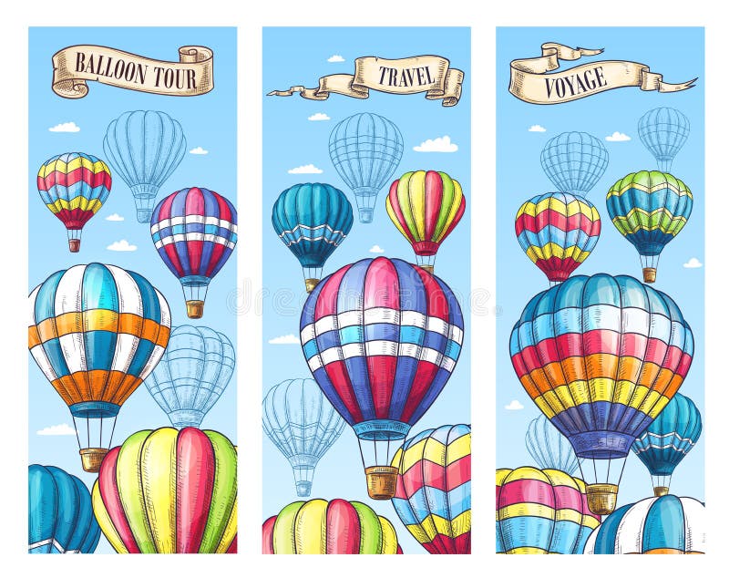 Vektorbaner för lopp för ballong för varm luft turnerar stock illustrationer Vektorbaner för lopp för ballong för varm luft turnerar stock illustrationer