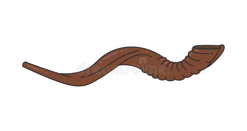 Shofar horn - Rosh Hashanah or Jewish New Year holiday traditional religious symbol or sign, sketch cartoon vector illustration isolated on white background. Shofar horn - Rosh Hashanah or Jewish New Year holiday traditional religious symbol or sign, sketch cartoon vector illustration isolated on white background.