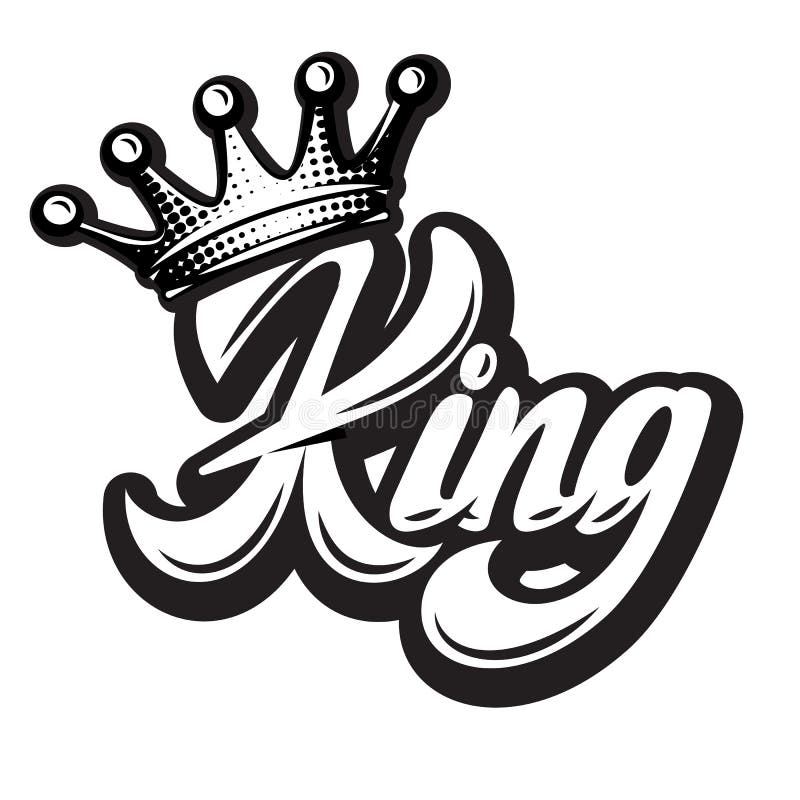 Vektorbild med krona och kalligrafisk inskrift kung