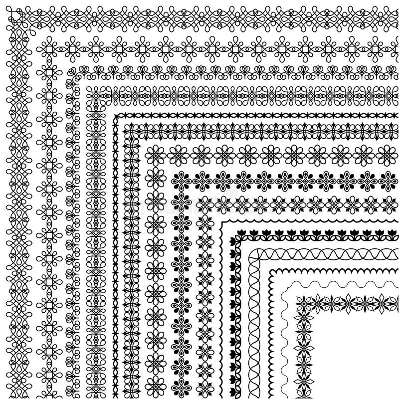 Vektorborsteuppsättning med moderna och klassiska modeller, blom- motiv royaltyfri illustrationer Vektorborsteuppsättning med moderna och klassiska modeller, blom- motiv royaltyfri illustrationer