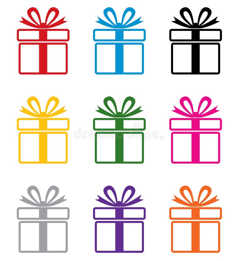 Vektorbunte Geschenkkastensymbole lizenzfreie abbildung