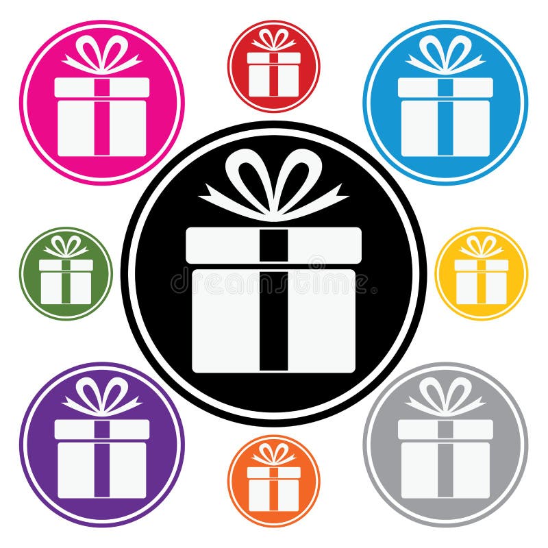 Vektorbunte Geschenkkastensymbole lizenzfreie abbildung