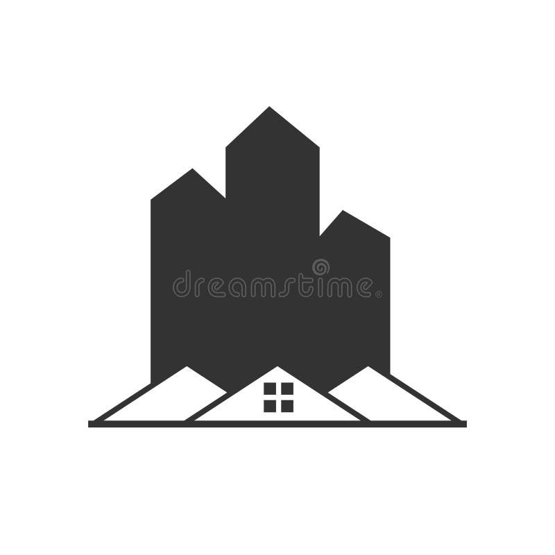 Vektorbyggnadssymbol - plan symbol för illustrationkonstruktion - företag för symbolslogokonstruktion stock illustrationer