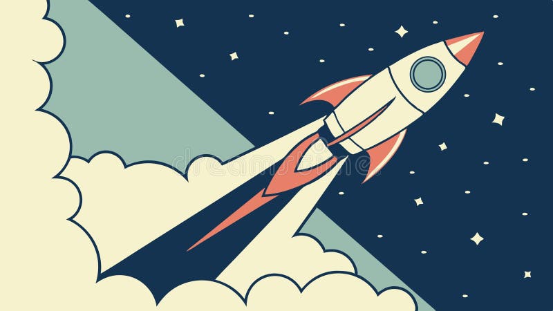 Vektordesign för Raketlansering - Vector Illustration Space Exploration-vektor Generative AI royaltyfri illustrationer