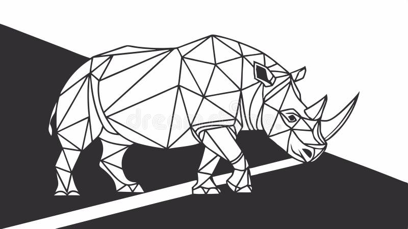 Vektordesign för Rhino Illustration med låg poly-geometrisk stil Generativ AI royaltyfri illustrationer