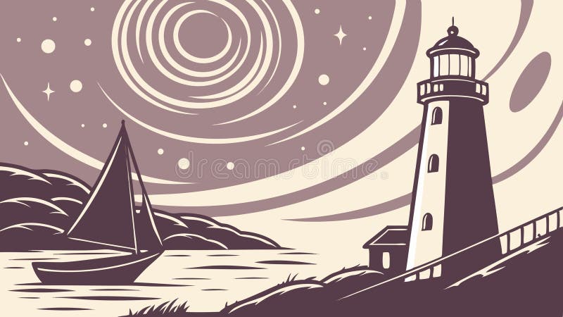 Vektordesign för sjöbåtsvektor Kustal Nautisk scen Generativ AI vektor illustrationer