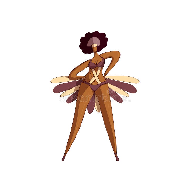 Vektorentwurf des schönen brasilianischen Tänzers Frau im Bikini mit Federn Mädchen in tanzender Aktion Rio-Karneval 2008 vektor abbildung Vektorentwurf des schönen brasilianischen Tänzers Frau im Bikini mit Federn Mädchen in tanzender Aktion Rio-Karneval 2008 vektor abbildung