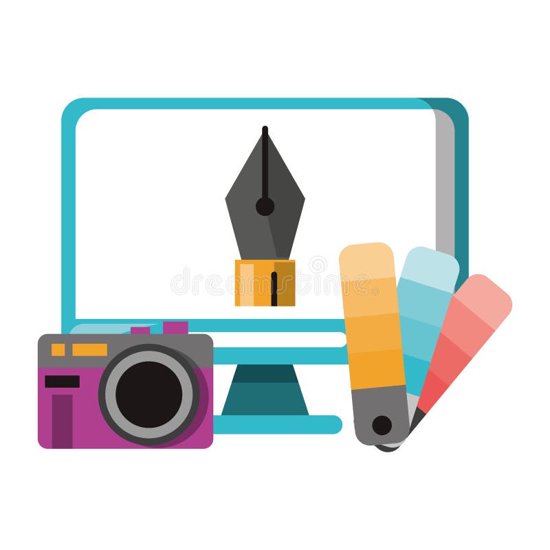 Vektorer och digitala hjälpmedel för grafisk design vektor illustrationer