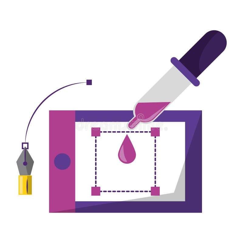 Vektorer och digitala hjälpmedel för grafisk design stock illustrationer