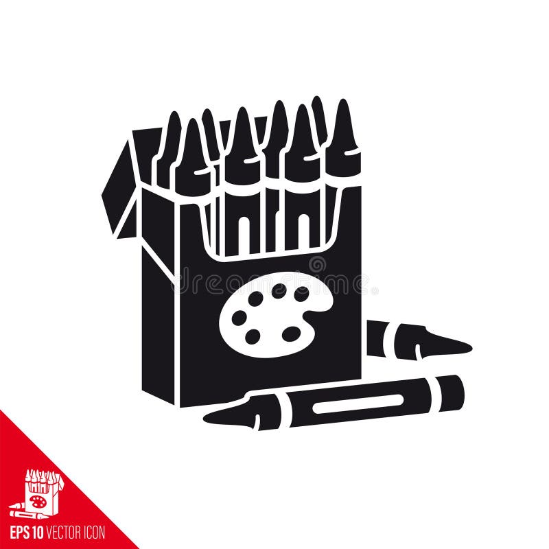 Vektorglyphen-Symbol einer Schachtel Buntstifte vektor abbildung