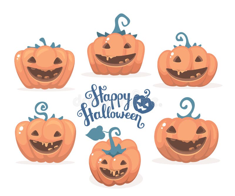 Vektorhalloween illustration av dekorativ apelsinpu för samling vektor illustrationer