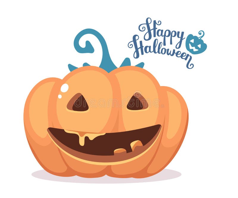 Vektorhalloween illustration av dekorativ orange pumpa stock illustrationer