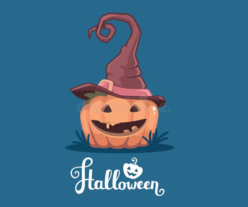 Vektorhalloween illustration av dekorativ orange pumpa i wi stock illustrationer