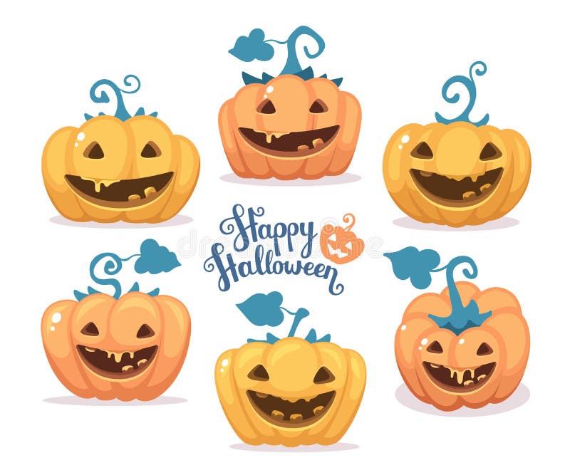 Vektorhalloween illustration av den dekorativa apelsinen för samling stock illustrationer