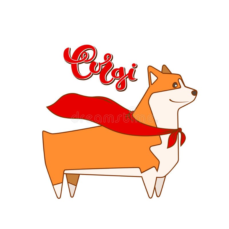 Download Vektorhundcorgi Im Heldkap Zuchtaufschrift Im Handgemachten Design Der Kalligraphie Vektor Abbildung - Illustration von ikone, haustier: 96926497