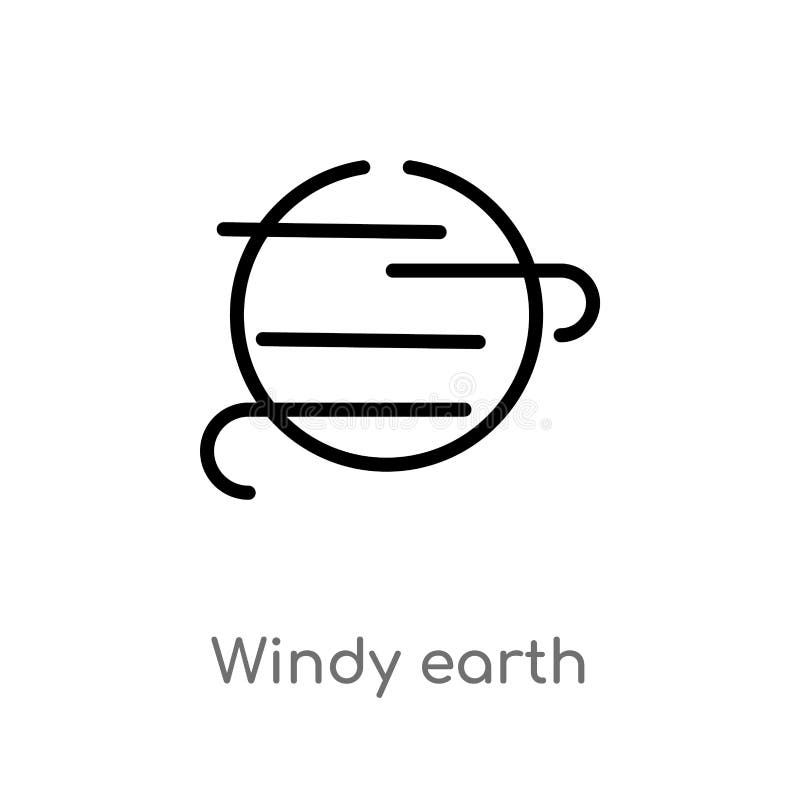 Vektorikone des Entwurfs windige Erd lokalisiertes schwarzes einfaches Linienelementillustration vom Meteorologiekonzept Editable vektor abbildung Vektorikone des Entwurfs windige Erd lokalisiertes schwarzes einfaches Linienelementillustration vom Meteorologiekonzept Editable vektor abbildung