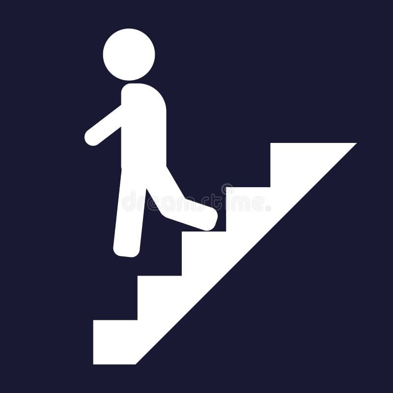 Vektorikone eines Mannes geht die Treppe, auf Karriereleiter hinunter vektor abbildung Vektorikone eines Mannes geht die Treppe, auf Karriereleiter hinunter vektor abbildung